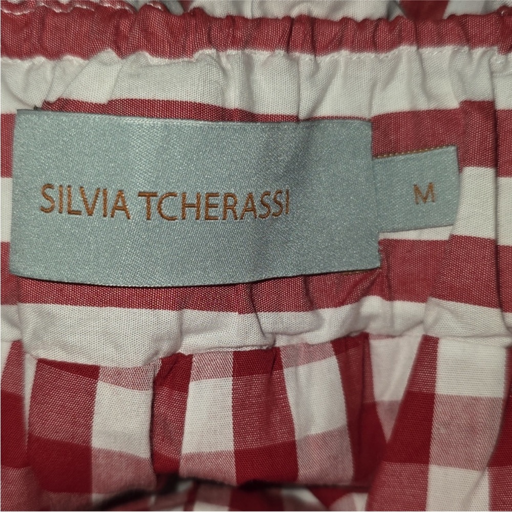Silvia Tcherassi Giorgio Red and White Stripe Embroidered High Rise Shorts - Picture 6 of 6